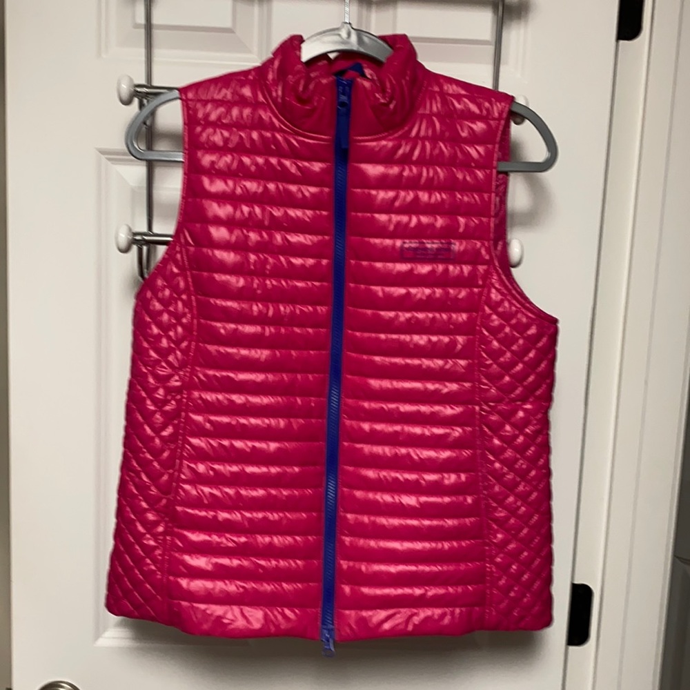 Vineyard Vines pink Performance Vest w/blue zipper size medium
